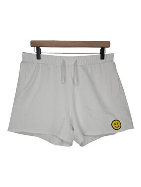 Gilly Hicks Womens White Yellow Smile Face Patch Lounge Shorts Size Medium